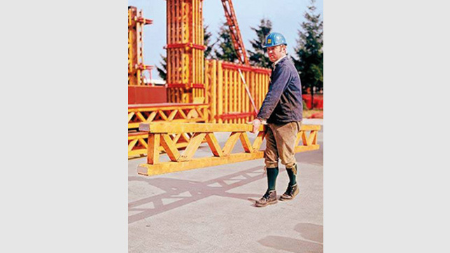 <p>The first girder is produced, the PERI T 70 is born. T stands for the German word "Tr&amp;auml;ger" (girder) - 70 for the chord thickness in millimeters. The first order was for 80 girders with a length of 3.05 m. The girders were impregnated by hand with a sponge over a plastic tub and directly loaded on the waiting truck. The annual output was about 50,000 linear meters.</p><br/>