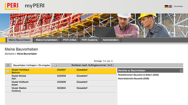 <p>Up-to-date, transparent and available 24/7! PERI is the first manufacturer of formwork and scaffolding to offer its customers direct access to necessary information. All project documents can be called up online at any time.</p><br/>